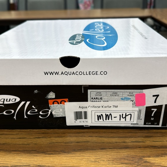 NWT Aqua College Womens KARLIE Boot Black White Leather Rubber Waterproof 7M - Picture 12 of 12